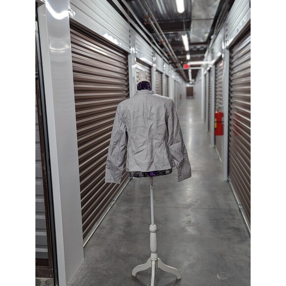Alfani Large Grey Faux Leather Moto Jacket - Picture 4 of 9